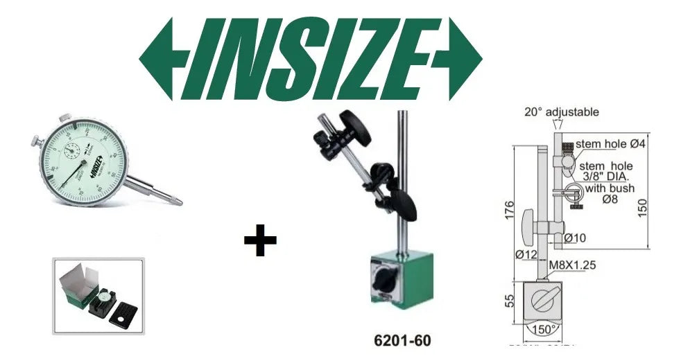 Kit Reloj Comparador 2301-10 Con Base Magnetica 6201-60