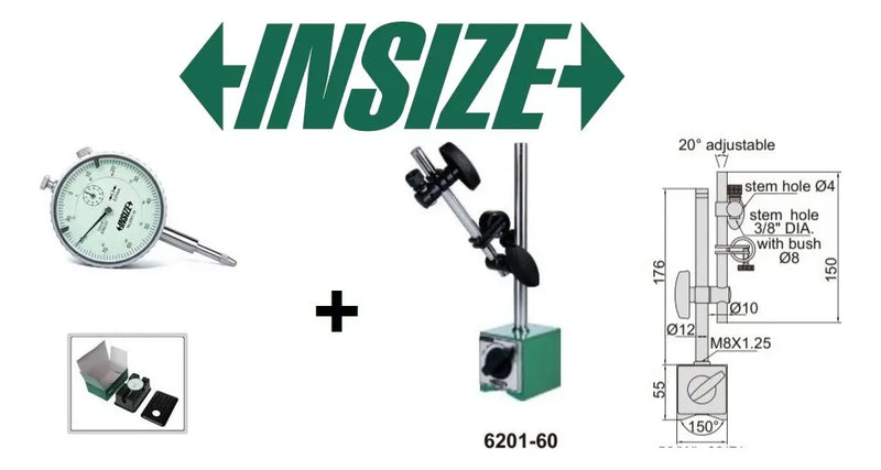 Kit Reloj Comparador 2301-10 Con Base Magnetica 6201-60