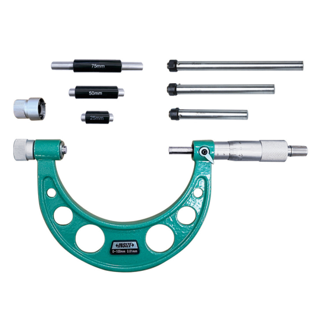 Micrometro de exterior con yunques intercambiables 0-100mm INSIZE 3206-100A